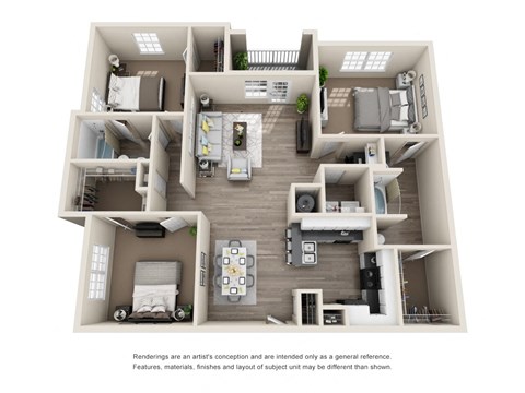 3x2 Floor Plan at Carrington Place at Wildewood, Columbia  